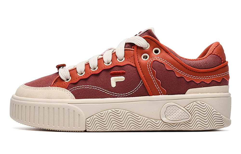 FILA FUSION Fila tide brand STACK fabric synthetic leather non-slip wear-resistant low-top sneakers women's mahogany