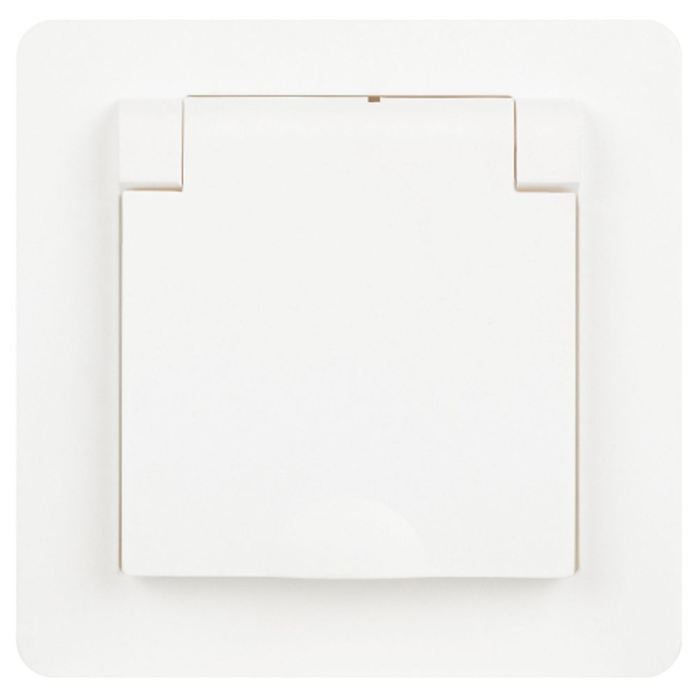 Розетка Intro Style 7-203-01 с заземлением 2P+E Schuko с крышкой, 16А-250В, IP20, СУ, белый | Intro