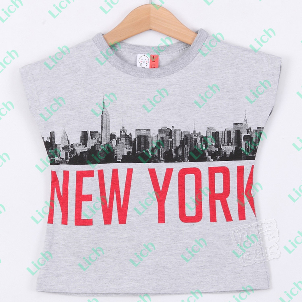 Футболка детская с контрастным принтом Нью-Йорка и надписью
