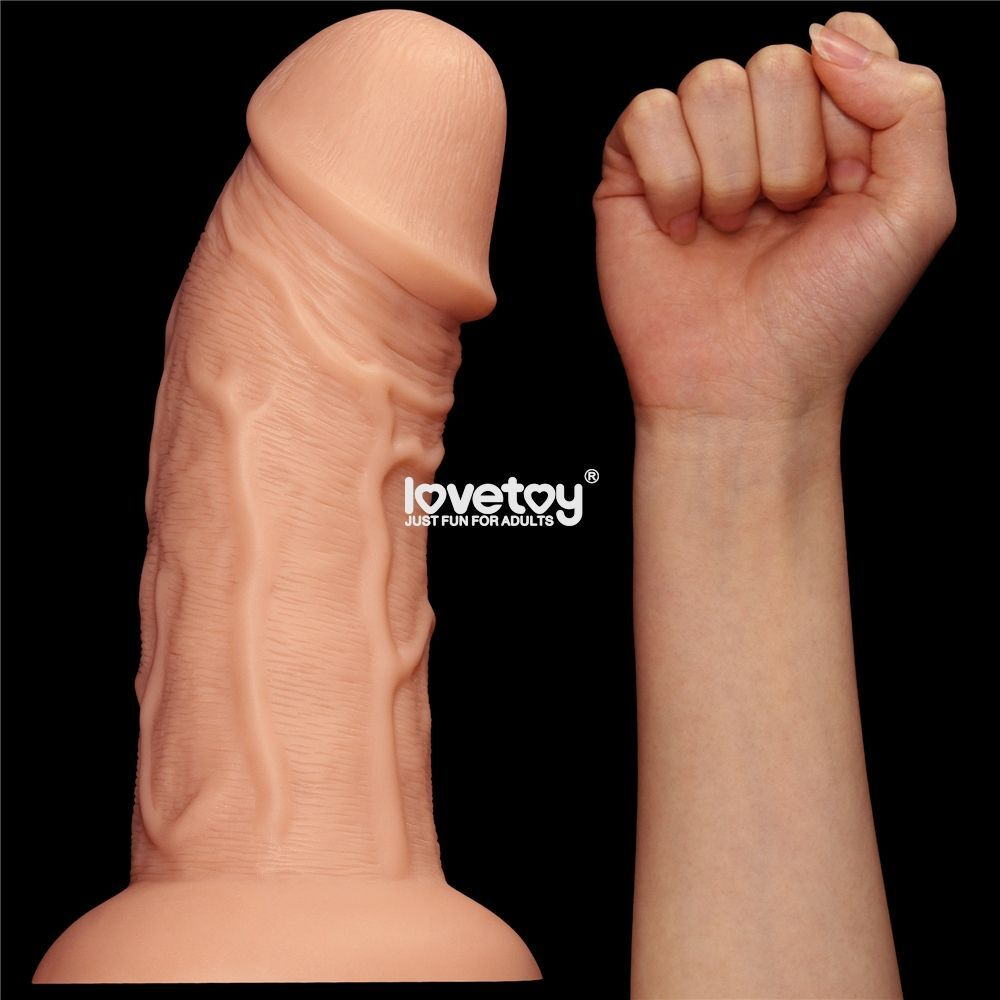 Телесный фаллоимитатор-гигант 9.5 Realistic Curved Dildo - 24 см. (Цвет: телесный)