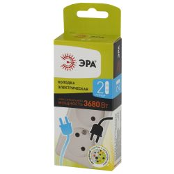 Колодка ЭРА K-2 2 розетки без зазeмления белая | Колодки