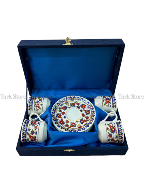 Фарфоровый кофейный набор с позол на 4 персоны