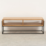 Тумба под телевизор 120 см G+K напольная с полками из массива дикого дуба в стиле лофт