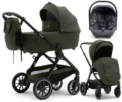 Коляска Agex Prima Pro 3 в 1 с автокреслом i-Team ATG080 Grey APF664 Green (Зеленый)