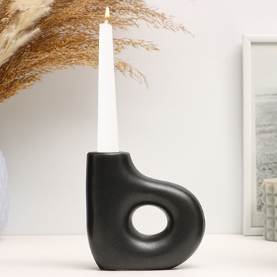 Подсвечник  черный глянец, 10х4х10см