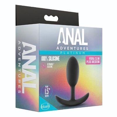 Черная анальная пробка Silicone Vibra Slim Plug Medium - 10,2 см. (Цвет: черный)