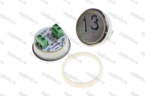 Кнопка (кнопочный модуль) BBP-R331-CMPLT-S-W "13 этаж", круглая, статическая белая подсветка, Брайль.