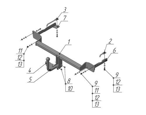 Фаркоп Avtos на FIAT GRANDE PUNTO (2005)(паспорт и сертификат в комплекте)(без электрики)FA 03