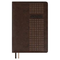 Ежедневник датированный 2026 ESCALADA, #ДУМАЙ КАК МИЛЛИАРДЕР, А5, 176 л., арт. 70215/ 15 ШЕВРО КОРИЧНЕВЫЙ (кожзам: 146х211 мм, твёрдый переплёт с поролоном, материал обложки: искусственная кожа "Шевро"; декор: блинтовое тиснение, перфорация + подложк