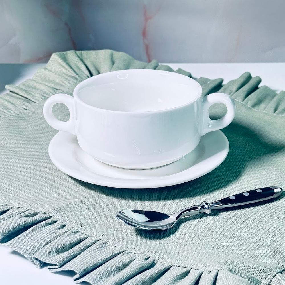 Lenardi 118-127 Бульонница 11,5см,400 мл с блюдцем BIANCO в под.уп.(х16)Фарфор