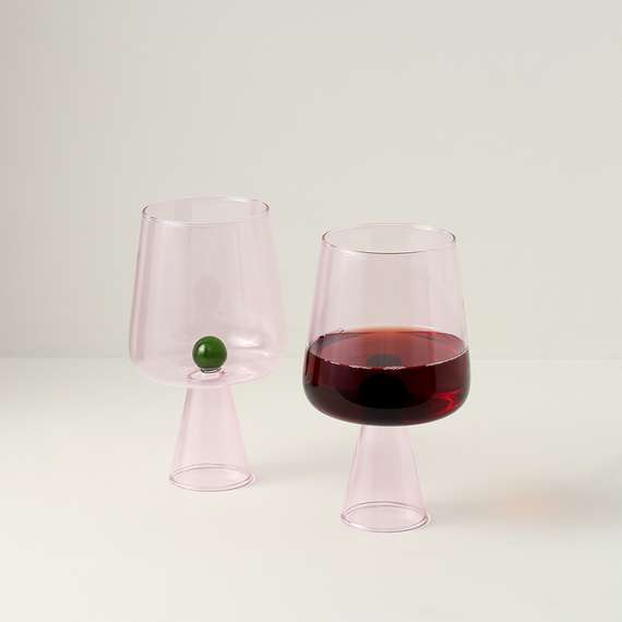 Набор бокалов для вина orb, 400 мл, розовый/зеленый, 2 шт.