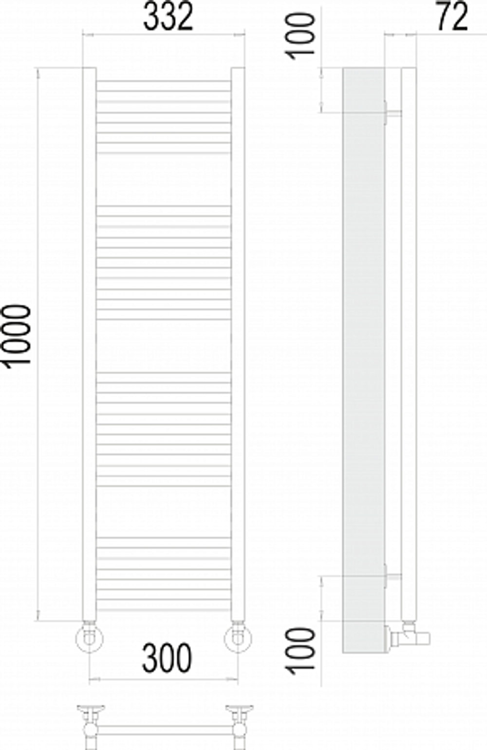 Полотенцесушитель водяной Terminus Аврора П20 300х1000