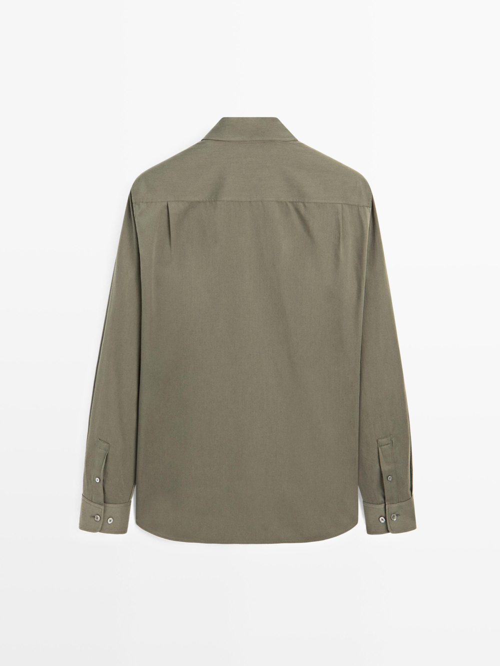 Massimo Dutti Рубашка классического кроя из хлопковой смеси, хаки