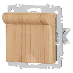 Розетка Intro Accent 6-203-11 с заземлением 2P+E Schuko с крышкой 16А-250В IP20 СУ AL/CU сосна