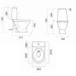 Унитаз-компакт "Лада" эконом/СТАНДАРТ (кос, нижн, арм.Уклад/Инкоэр, сид.полипропилен) (Sanita)