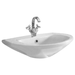 УМЫВАЛЬНИК W101 HOME DE LUXE C БОЛТАМИ КРЕПЛЕНИЯ, СЛИВНЫМ ХРОМИРОВАННЫМ КОЛЬЦОМ