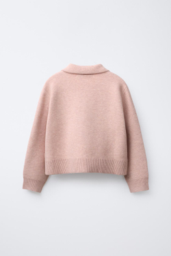 ZARA ТРИКОТАЖНЫЙ ДЖЕМПЕР ПОЛО, ЦВЕТ РОЗОВОГО ДЕРЕВА