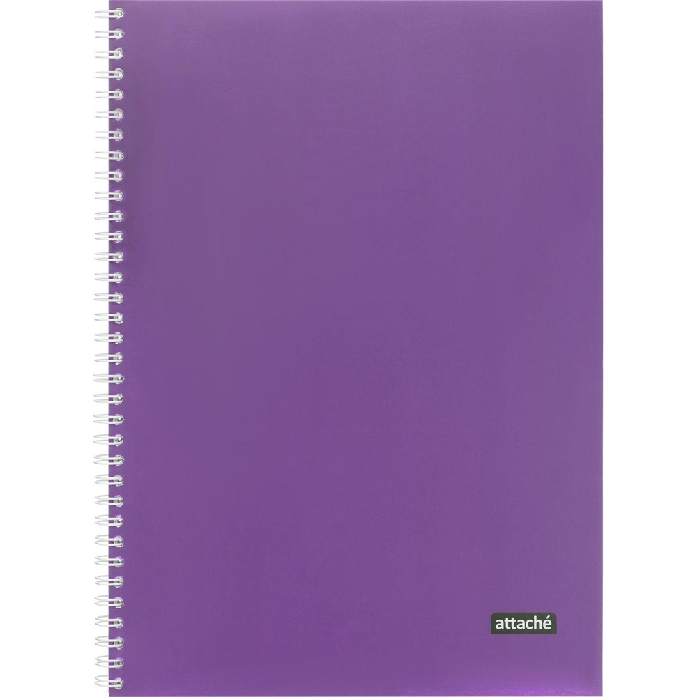 Тетрадь общая А4 96л Attache Metallic Фиолет клетка, греб, картон, фольга