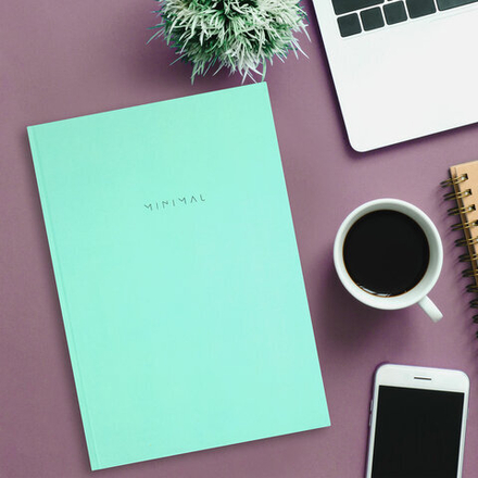 Блокнот БОЛЬШОЙ ФОРМАТ 200×290 мм, А4, 80 л., твердый, клетка, BRAUBERG «Minimal», мятный