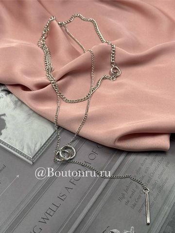 Колье многослойной серебристое с кольцами