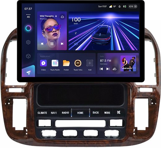 Магнитола для Toyota Land Cruiser 100, Lexus LX470 1998-2002 (климат на ШГУ, рамка дерево) - Teyes CC3-2K монитор 13", QLED+2K, Android 10, ТОП процессор, 4G SIM-слот, CarPlay