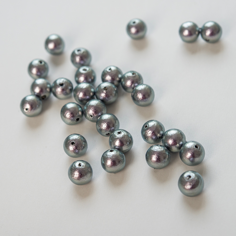 Хлопковый жемчуг, оттенок "Rich Gray", шар 8мм, сквозное отверстие