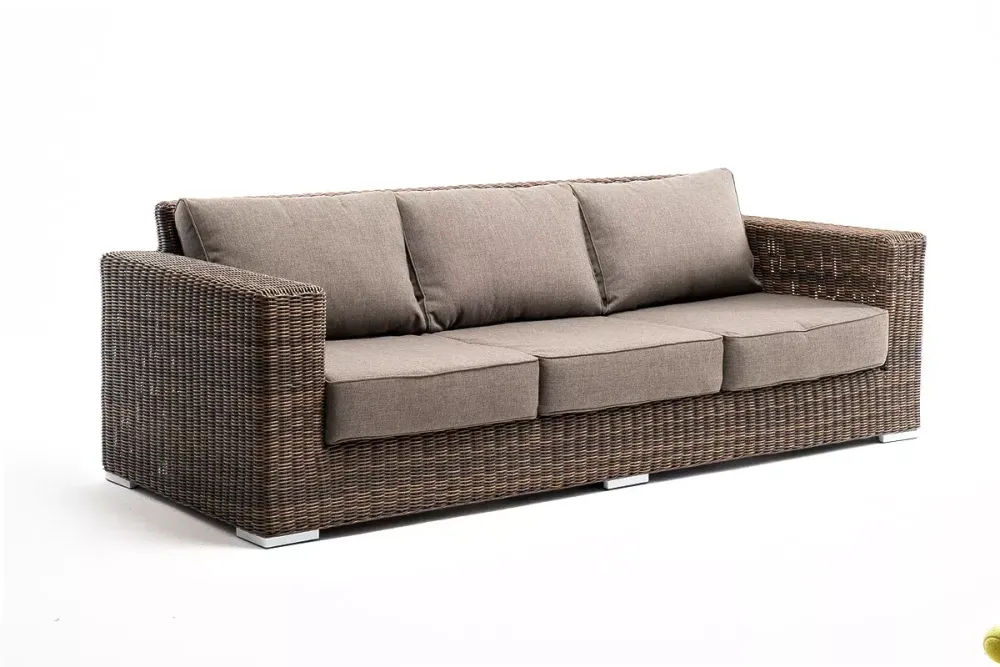 "Боно" диван из искусственного ротанга трехместный, цвет коричневый