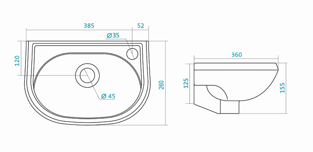 Раковина Santek Бриз-40", белая (1.WH11.0.445)