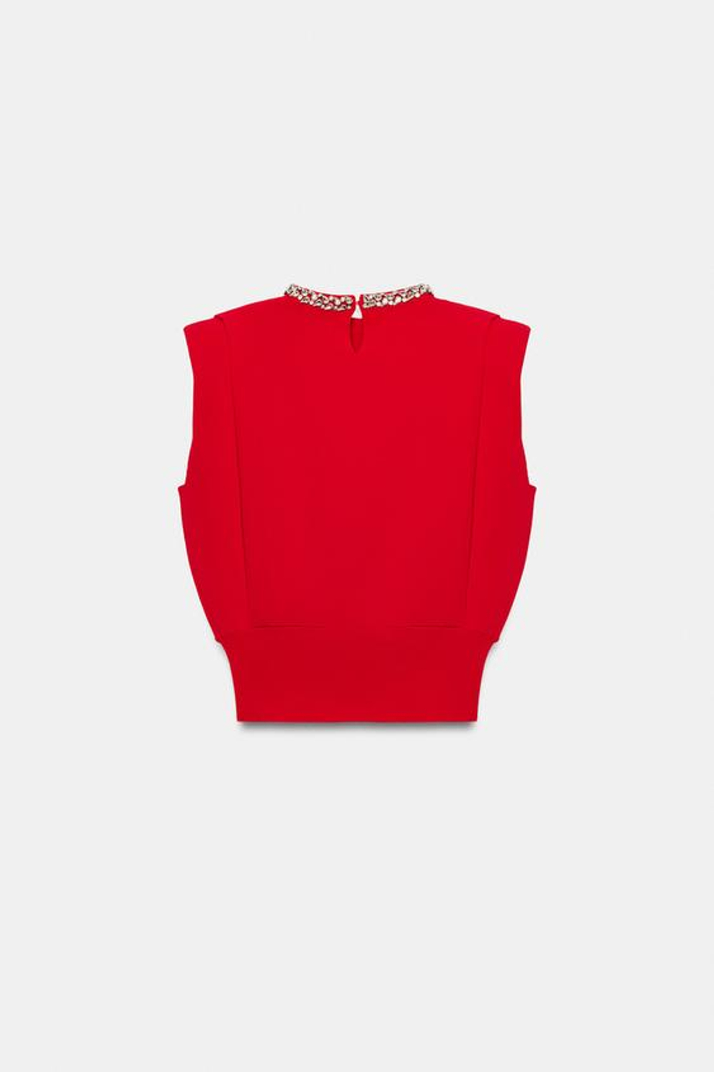 ZARA ТОП С ГОРЛОВИНОЙ ХАЛТЕР И БАСКОЙ, КРАСНЫЙ
