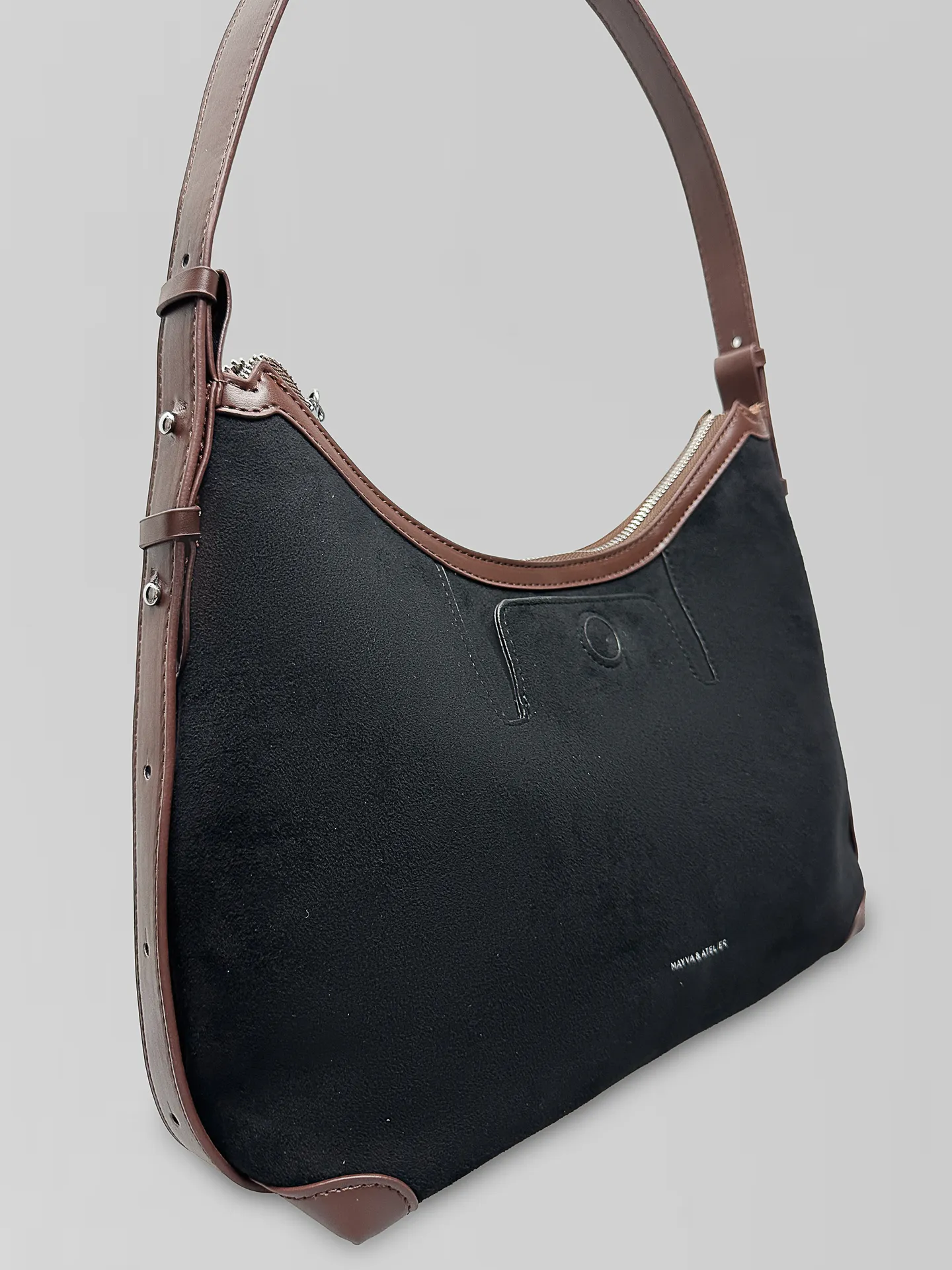 Сумка May Va 5057 замшевая на замке с одной ручкой и наружным кармашком на кнопке