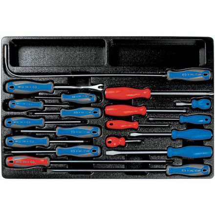 Цена на KING TONY (9-31919MR) Набор отверток, съемник клипс и гибкий магнит, ложемент, 19 предметов