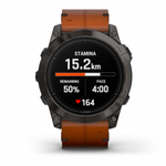 Смарт часы Garmin Epix Pro (Gen 2) Sapphire Edition 51 мм, титановый угольно-серый, DLC, коричневый кожаный ремешок