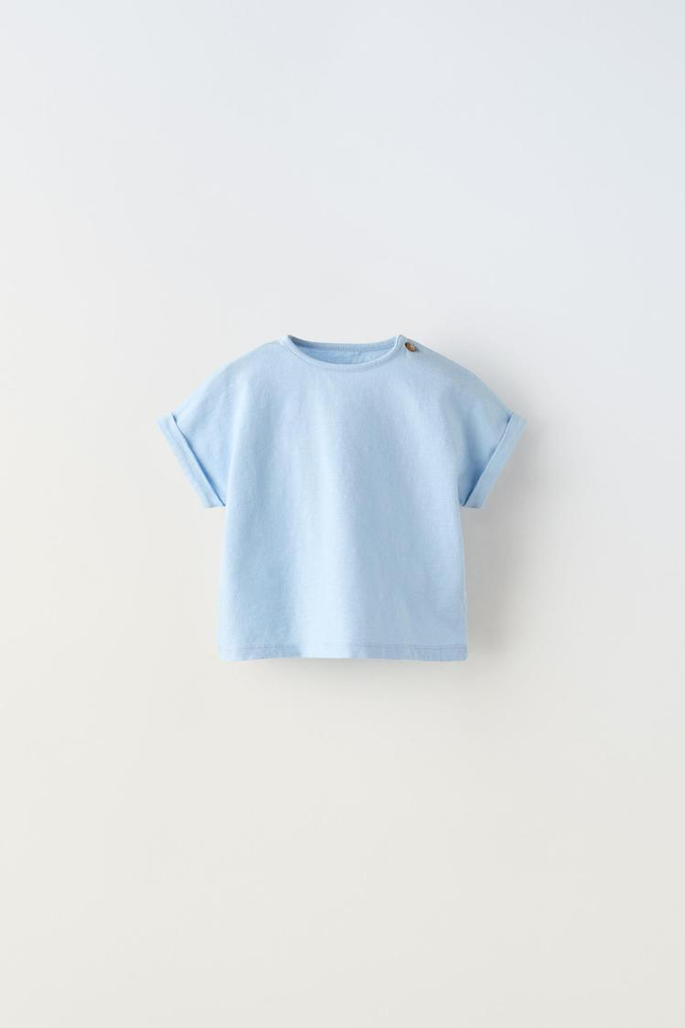 ZARA ФУТБОЛКА С ПУГОВИЦАМИ, ГОЛУБОЙ