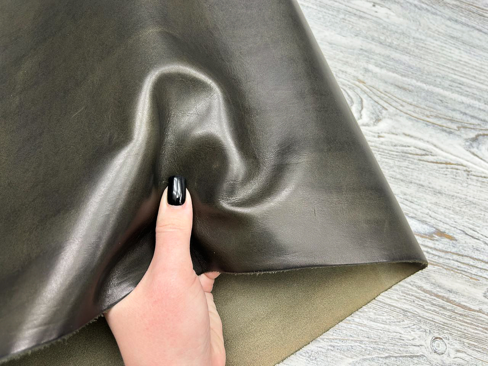 Jabron Oliva Green (1,1-1,3 мм), цв. Оливковый, натуральная кожа