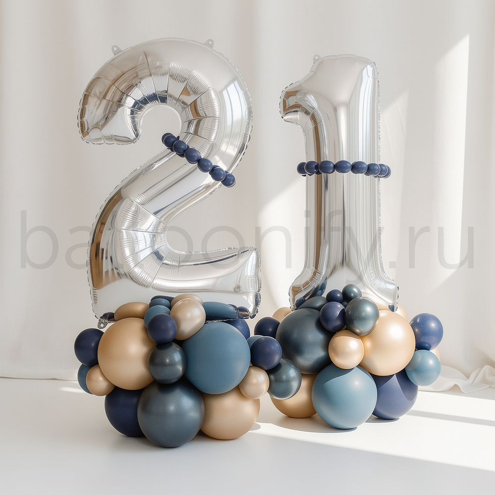 Стойка "Серебро и сапфир с цифрой"