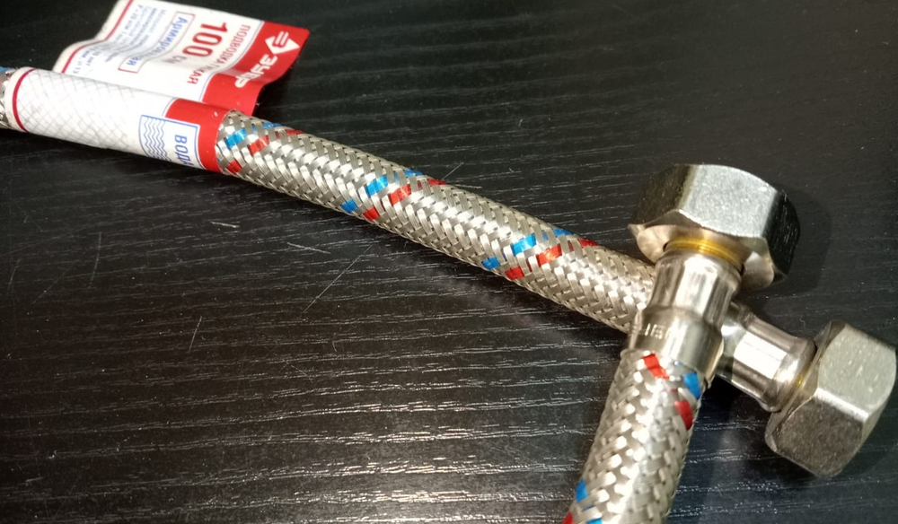 Подводка гибкая для воды оплетка из нерж стали г/г 1/2" 1,0м