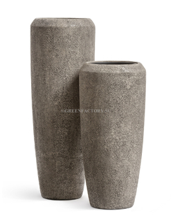 Кашпо TREEZ Effectory - серия Volcano - Высокий конус Design - Серо-коричневый туф