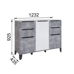 Комод Малави, Ателье светлое, Белый глянец
