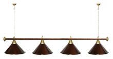 Лампа STARTBILLIARDS 4 пл. (плафоны коричневые,штанга голубая,фурнитура золото)