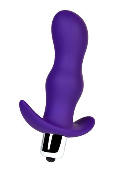 Фиолетовая изогнутая анальная вибропробка - 11,2 см. (Цвет: фиолетовый)