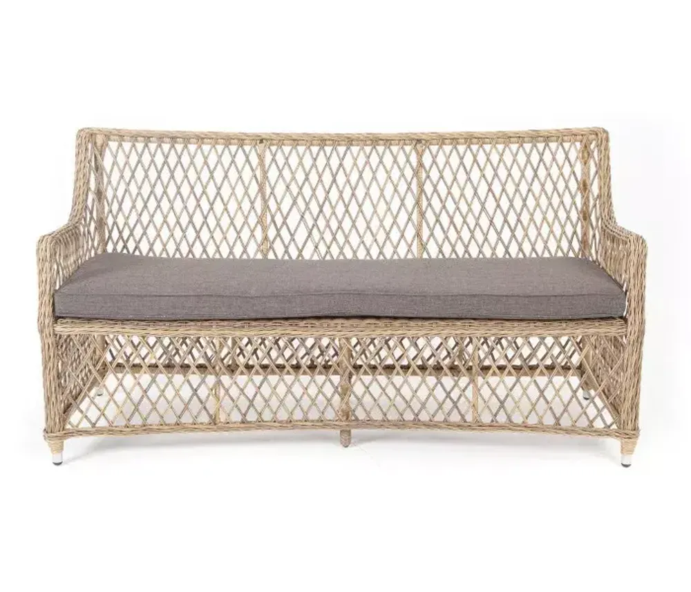 "Латте" диван двухместный из искусственного ротанга, цвет соломенный