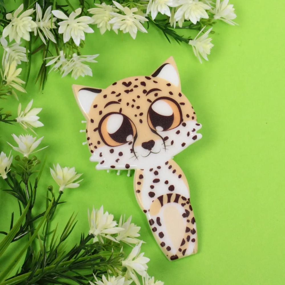 Расческа массажная детская «Zverushka» леопард, цвет желтый/белый , 7*13см