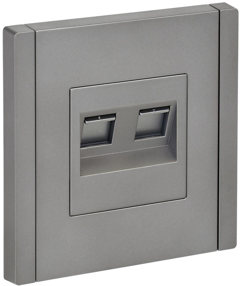 FORTE&PIANO Розетка компьютерная двойная RJ45 кат.6 FP534 сталь IEK