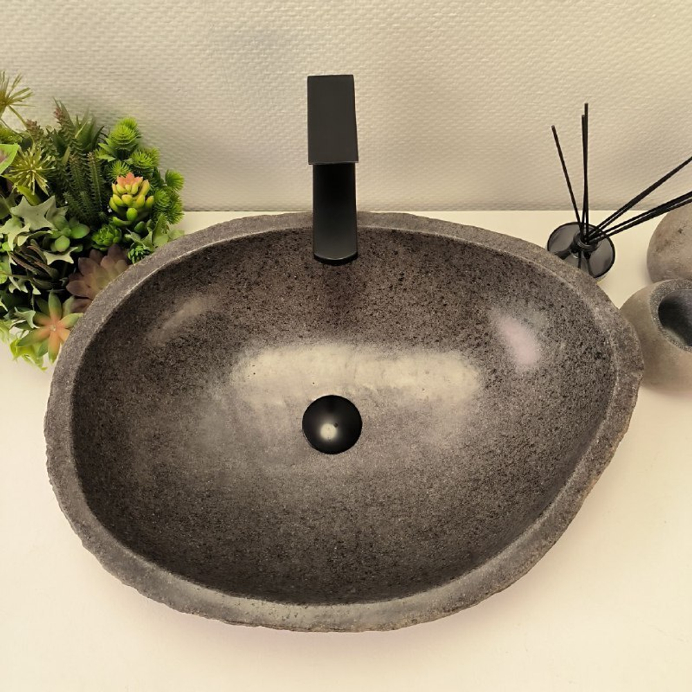 Каменная раковина из речного камня RS-63175 (55*41*16)
