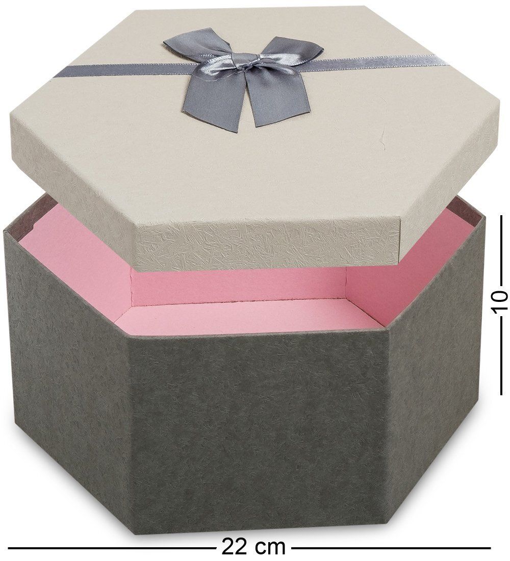 WG-26/3-B Коробка подарочная «Шестиугольник» цв.сер./беж.