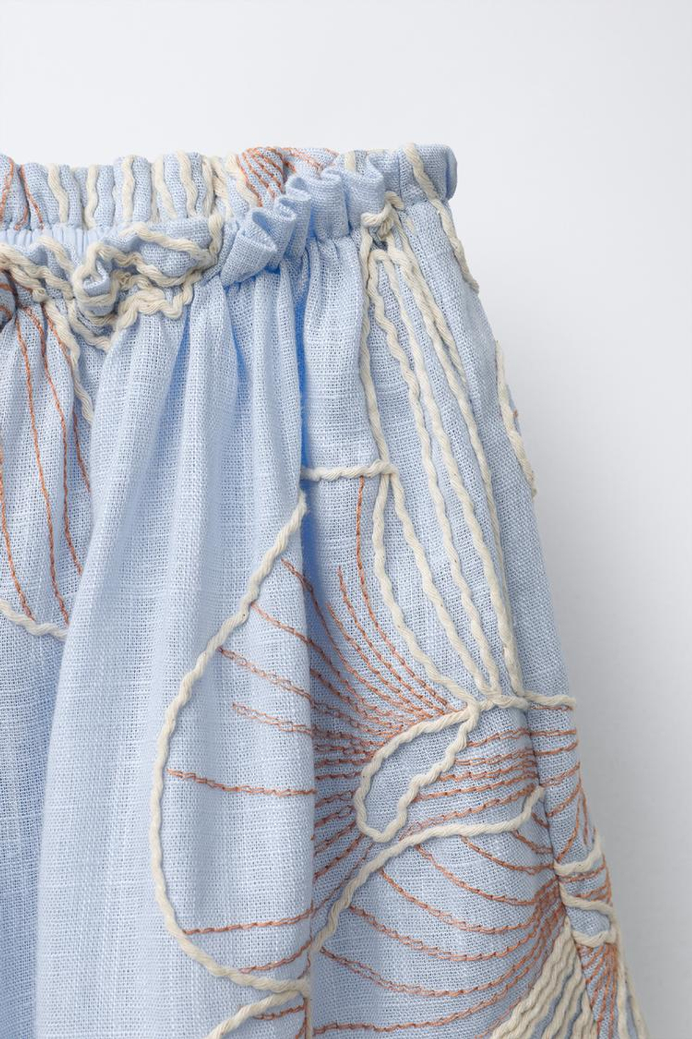 ZARA ЮБКА-ШОРТЫ С ВЫШИВКОЙ, СИНИЙ