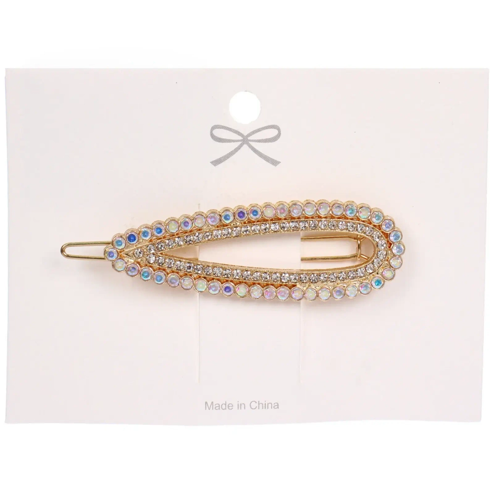 Зажим для волос 1шт на блистере «БИСКВИТ», капля, цвет золото, 6*1.5см