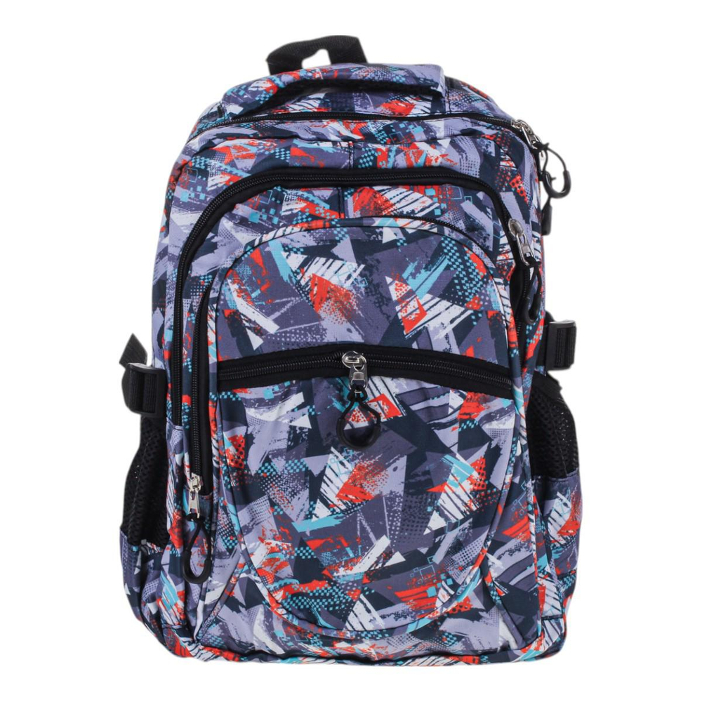 Рюкзак школьный 38*25*12см, серый, 2отдел+карман, 2бок.кармана