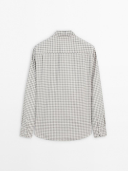 Massimo Dutti Рубашка из 100% хлопка в клетку, натуральный, кремовый