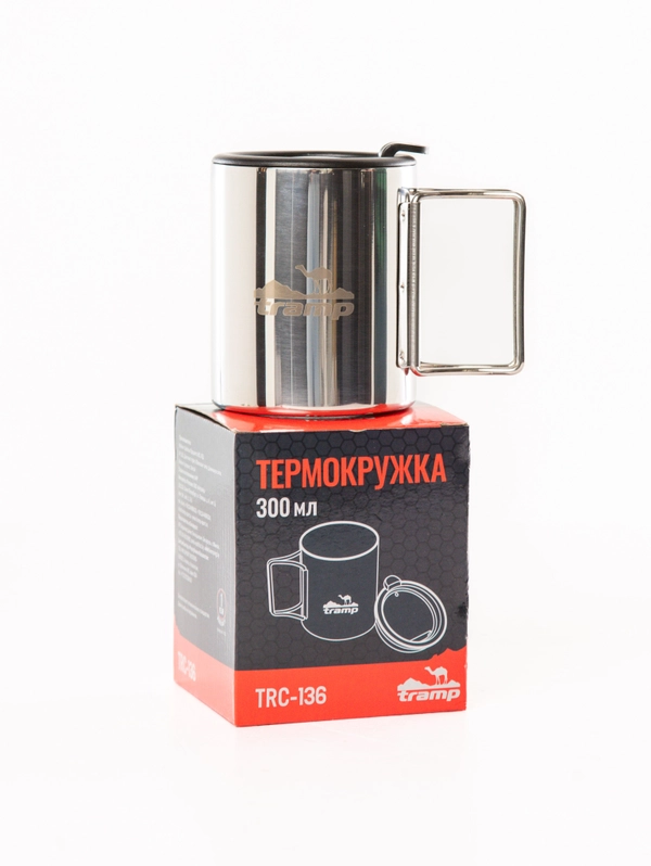 Кружка Tramp 300 мл складные ручки, поильник TRC-136 Стальной